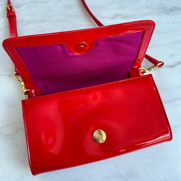 Tory Burch Red Patent Leather Crossbody Purse - Picture 6 of 14